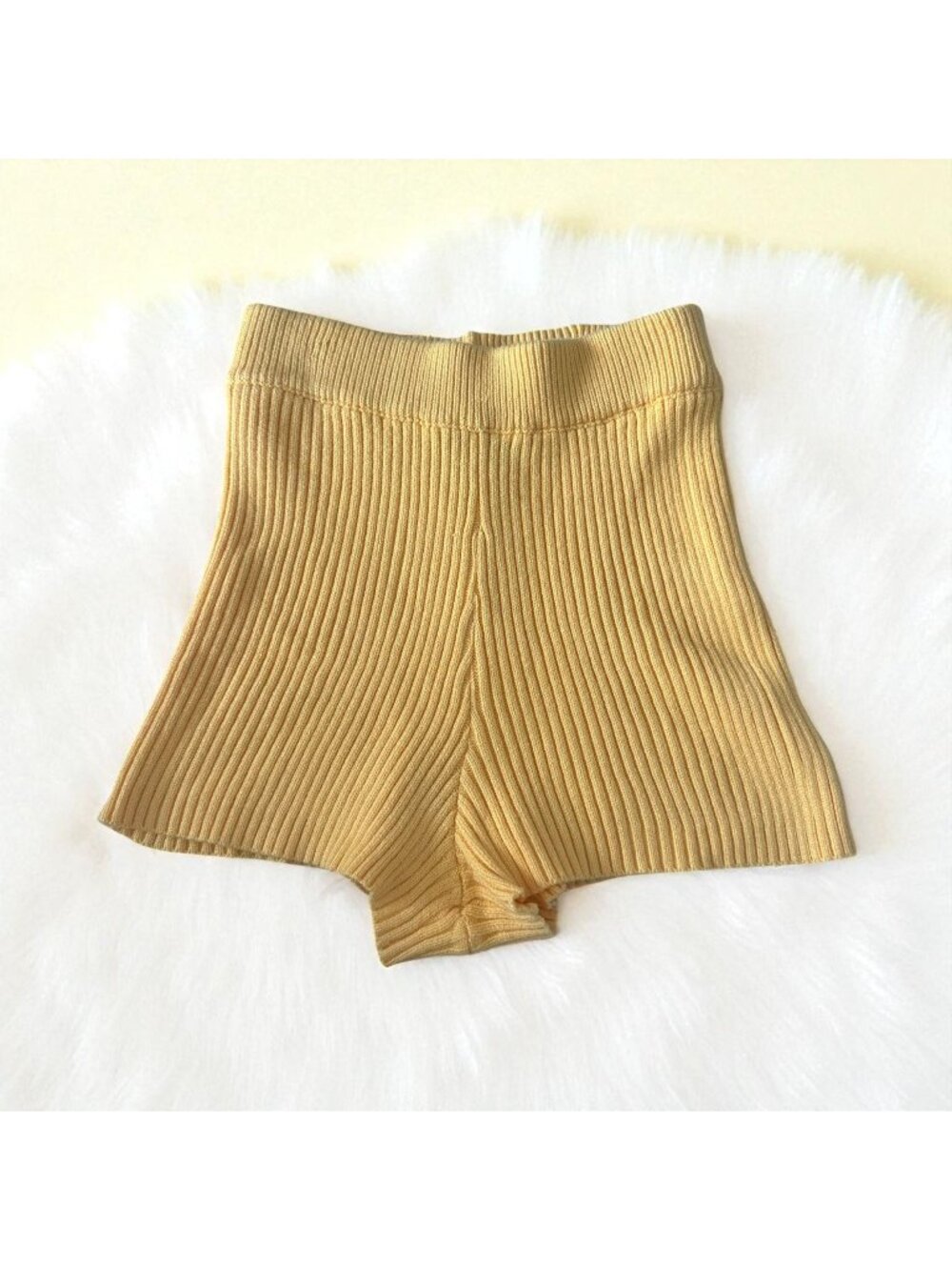 VICI Yellow High Waist Sweater Knit Shorts Size XS